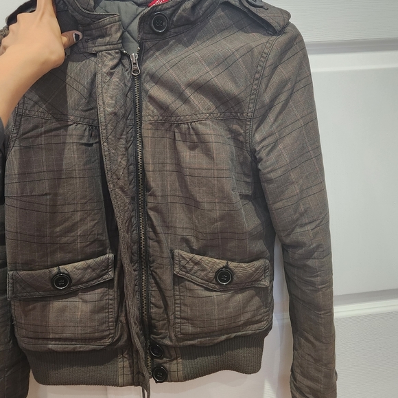 Olive-grey-brown bomber coat - Picture 3 of 9